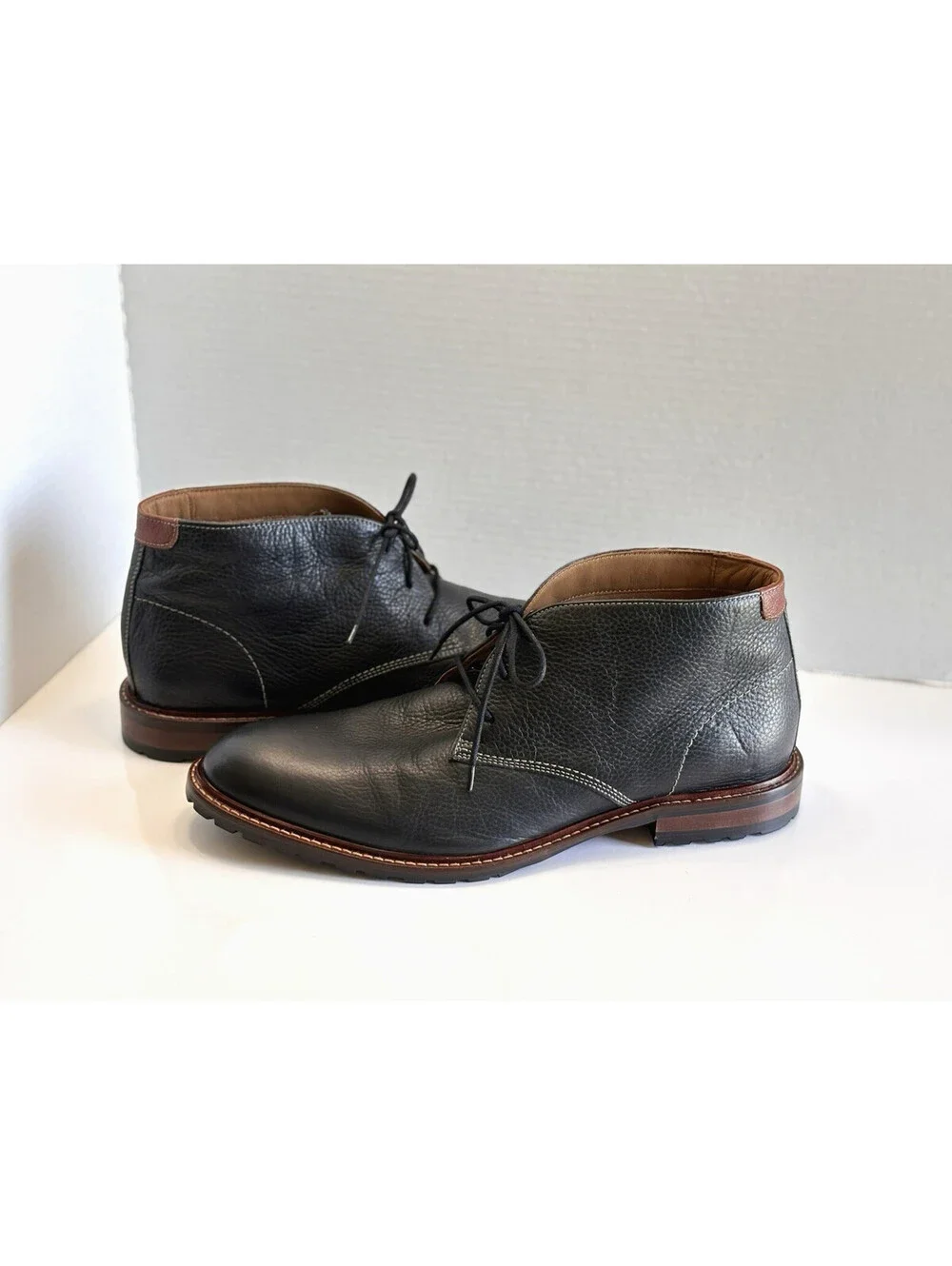 Johnston & Murphy Boswell Chukka Boots Men's Black Leather Size 11.5 M Lace Up